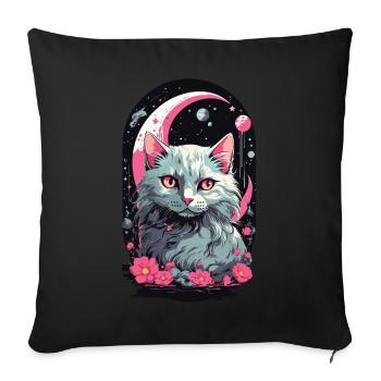 Gothic Pastel Magic Cat Night Aesthetic - Sofa pillowcase 17,3'' x 17,3'' (45 x 45 cm) - black - Front