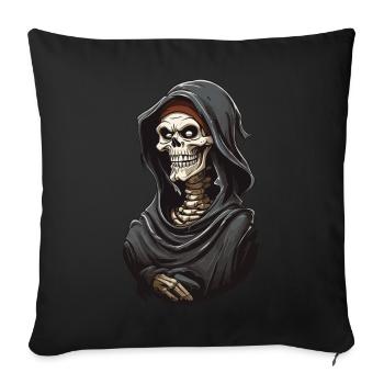 Drôle Dessin Animé Grim Reaper Halloween Squelette - Housse de coussin décorative 45 x 45 cm - noir - Devant