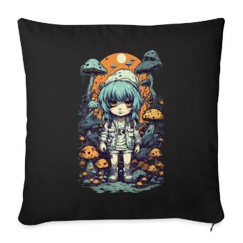 Anime Gothic Mushrooms Nature Magic Design - Sofa pillowcase 17,3'' x 17,3'' (45 x 45 cm) - black - Front