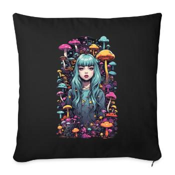 Champignons psychédéliques E-Girl Festival Style - Housse de coussin décorative 45 x 45 cm - noir - Devant