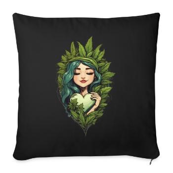 Heart for Plants Hipster Streetwear Design - Sofa pillowcase 17,3'' x 17,3'' (45 x 45 cm) - black - Front