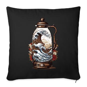 Vintage Coffee Wave Japan Aesthetic Design - Sofa pillowcase 17,3'' x 17,3'' (45 x 45 cm) - black - Front