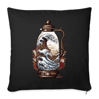 Coffee Culture Ukiyo-E Wave Japan Coffee Design - Sofa pillowcase 17,3'' x 17,3'' (45 x 45 cm) - black - Front