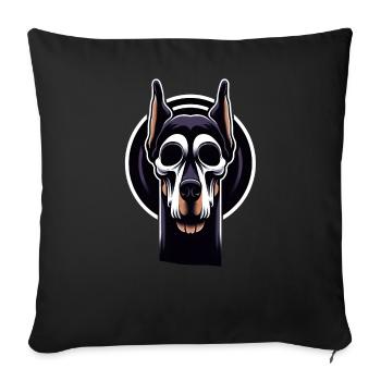 Neon Doberman Skull Edge - Sofa pillowcase 17,3'' x 17,3'' (45 x 45 cm) - black - Front