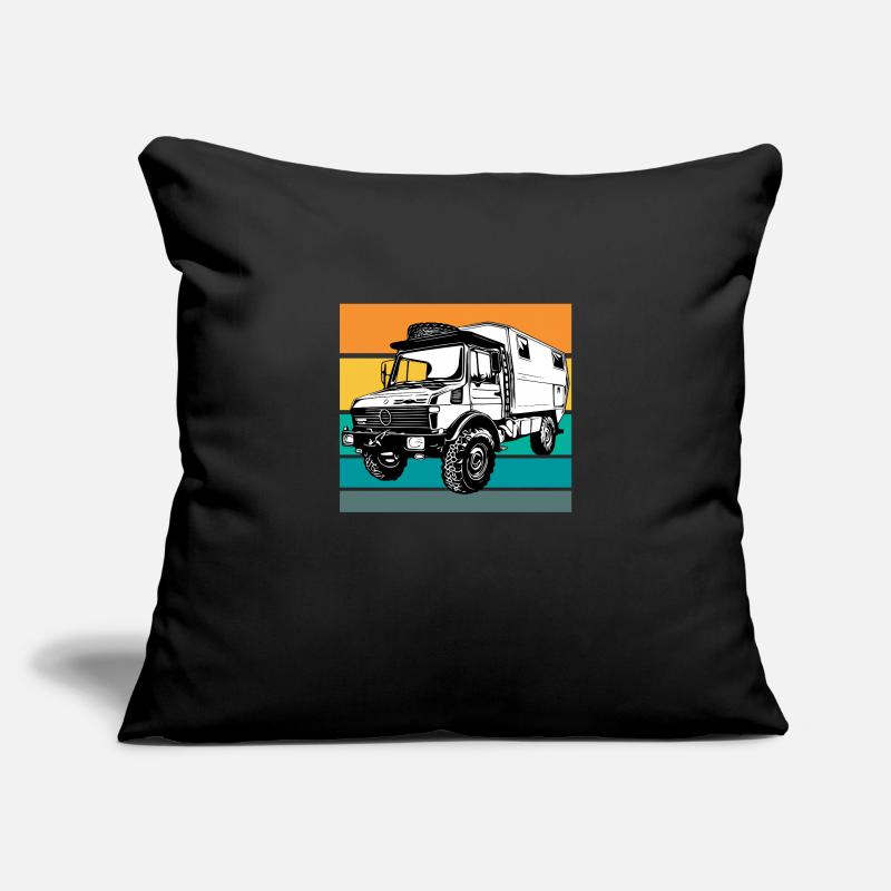 Camping - Unimog - Coucher de soleil - Oldtimer Housse de coussin décorative 45 x 45 cm