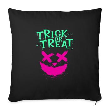 Halloween Effrayant Visage, Truc ou Gâterie - Housse de coussin décorative 45 x 45 cm - noir - Devant