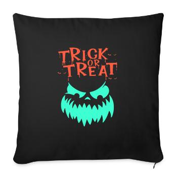 Halloween Effrayant Visage, Truc ou Gâterie - Housse de coussin décorative 45 x 45 cm - noir - Devant