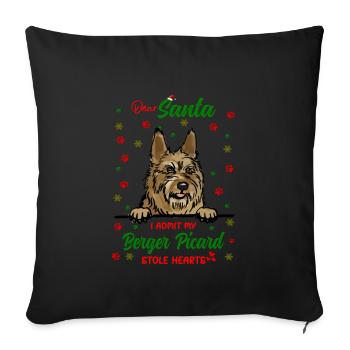 Berger Picard Hund Weihnachten Hunderasse - Sofakissenbezug 45 x 45 cm - Schwarz - Vorne
