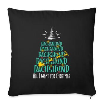 Dackel Hund Weihnachten Hunderasse - Sofakissenbezug 45 x 45 cm - Schwarz - Vorne