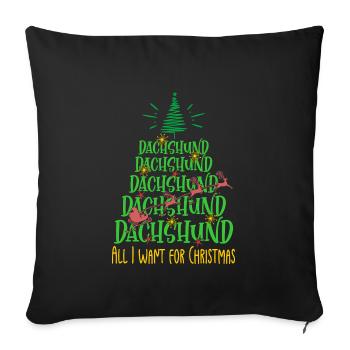 Dackel Hund Weihnachten Hunderasse - Sofakissenbezug 45 x 45 cm - Schwarz - Vorne