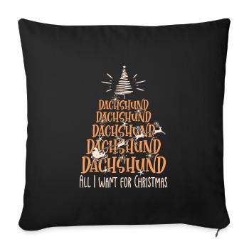 Dackel Hund Weihnachten Hunderasse - Sofakissenbezug 45 x 45 cm - Schwarz - Vorne