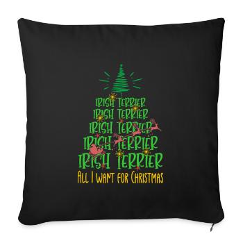 Irischer Terrier Hund Weihnachten Hunderasse - Sofakissenbezug 45 x 45 cm - Schwarz - Vorne