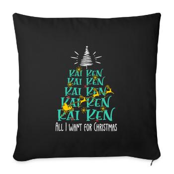 Kai Ken Hund Weihnachten Hunderasse - Sofakissenbezug 45 x 45 cm - Schwarz - Vorne