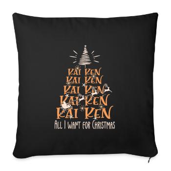 Kai Ken Hund Weihnachten Hunderasse - Sofakissenbezug 45 x 45 cm - Schwarz - Vorne