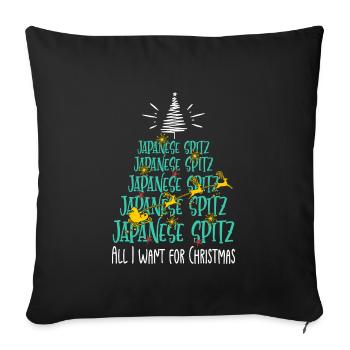 Japanischer Spitz Hund Weihnachten Hunderasse - Sofakissenbezug 45 x 45 cm - Schwarz - Vorne