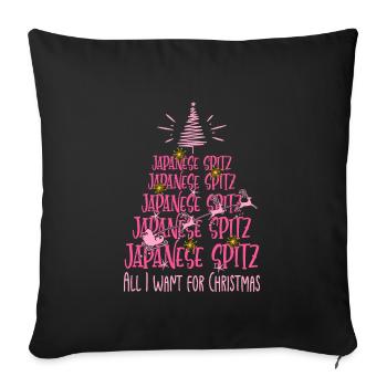 Japanischer Spitz Hund Weihnachten Hunderasse - Sofakissenbezug 45 x 45 cm - Schwarz - Vorne