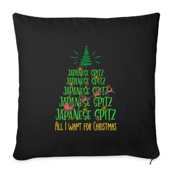 Japanischer Spitz Hund Weihnachten Hunderasse - Sofakissenbezug 45 x 45 cm - Schwarz - Vorne