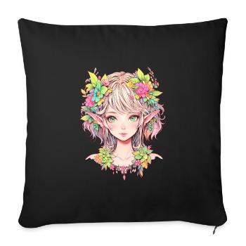 Anime, Anime Girl, Anime Girl, Elf - Sofa pillowcase 17,3'' x 17,3'' (45 x 45 cm) - black - Front