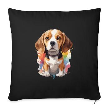 Beagle Dog Portrait Colorful - Sofa pillowcase 17,3'' x 17,3'' (45 x 45 cm) - black - Front