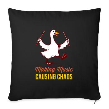 Oie Batteur Drôle : Chaos musical - Housse de coussin décorative 45 x 45 cm - noir - Devant