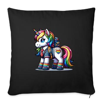 Cute Schoolboy Unicorn - Sofa pillowcase 17,3'' x 17,3'' (45 x 45 cm) - black - Front