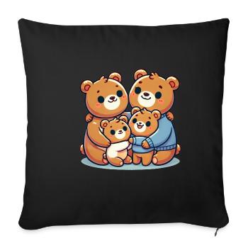 Bear Famille Mère Et Père Avec Deux Enfants - Housse de coussin décorative 45 x 45 cm - noir - Devant