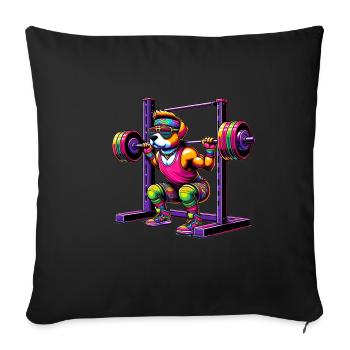 Strong Rainbow Dog Squatting in the Gym - Sofa pillowcase 17,3'' x 17,3'' (45 x 45 cm) - black - Front