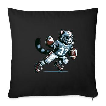 Cute American Football Player Cat - Sofa pillowcase 17,3'' x 17,3'' (45 x 45 cm) - black - Front