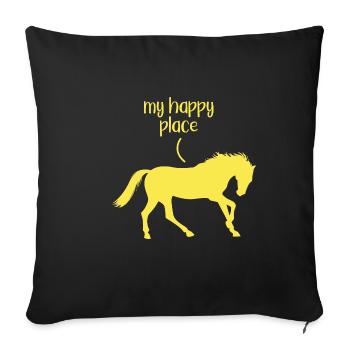 Riding My Happy Place Cavaliers de courses équestres - Housse de coussin décorative 45 x 45 cm - noir - Devant