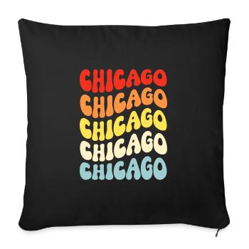 Chicago 70er Jahre Hippie - Sofakissenbezug 45 x 45 cm - Schwarz - Vorne