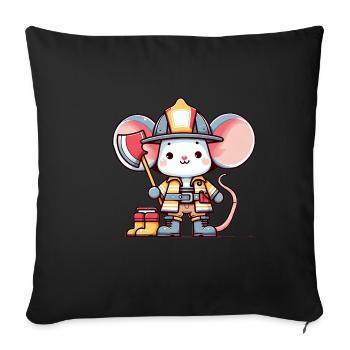 Cute Mouse Firefighter - Sofa pillowcase 17,3'' x 17,3'' (45 x 45 cm) - black - Front