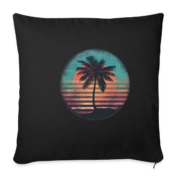 Sunset Palms Silhouette Rétro Années 80 Vintage2 - Housse de coussin décorative 45 x 45 cm - noir - Devant