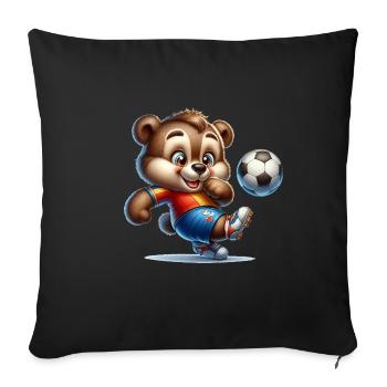 Cute Soccer Player Bear - Sofa pillowcase 17,3'' x 17,3'' (45 x 45 cm) - black - Front