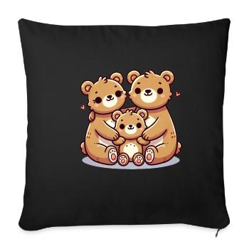 Bear Famille Mère Et Père Avec Un Enfant - Housse de coussin décorative 45 x 45 cm - noir - Devant