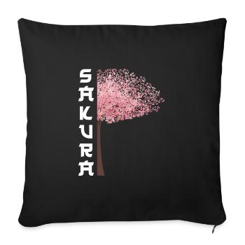 Sakura Tree Japanese Cherry Blossoms - Sofa pillowcase 17,3'' x 17,3'' (45 x 45 cm) - black - Front