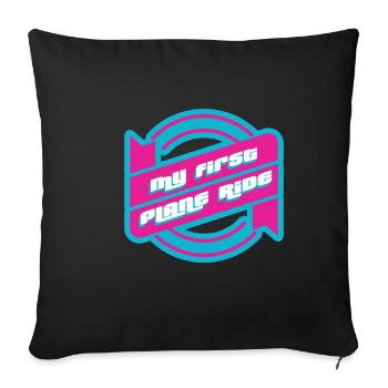 Mon premier voyage en avion 36 - Housse de coussin décorative 45 x 45 cm - noir - Devant