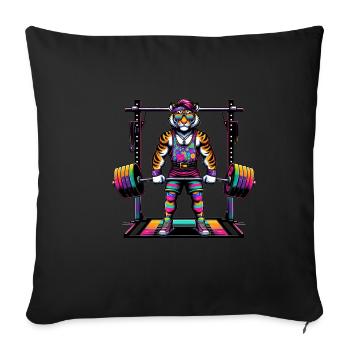 Muscular Rainbow Tiger Deadlifting - Sofa pillowcase 17,3'' x 17,3'' (45 x 45 cm) - black - Front