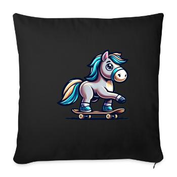 Cheval patineur mignon - Housse de coussin décorative 45 x 45 cm - noir - Devant