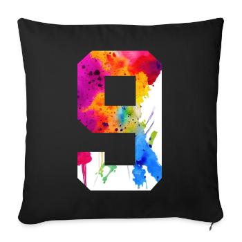 NUMBER 9 YEARS OLD 9TH BIRTHDAY - Sofa pillowcase 17,3'' x 17,3'' (45 x 45 cm) - black - Front