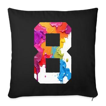 FARBIG NUMMER 8 BUNT 8. GEBURTSTAG - Sofakissenbezug 45 x 45 cm - Schwarz - Vorne