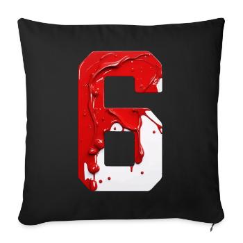 NR. 6 NUMMER 6 ROT WEIß 6. GEBURTSTAG - Sofakissenbezug 45 x 45 cm - Schwarz - Vorne