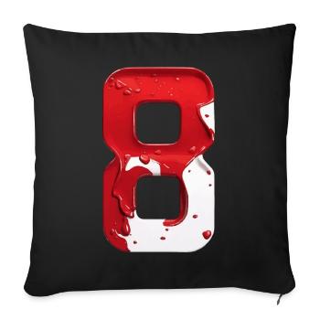 NR. 8 NUMMER 8 ROT WEIß 8. GEBURTSTAG - Sofakissenbezug 45 x 45 cm - Schwarz - Vorne