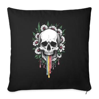 Floral Skull with Rainbow - Sofa pillowcase 17,3'' x 17,3'' (45 x 45 cm) - black - Front