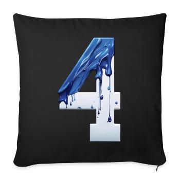 NR. 4 NUMMER 4 BLAU WEIß 4. GEBURTSTAG - Sofakissenbezug 45 x 45 cm - Schwarz - Vorne