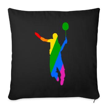 Conception de tennis de badminton arc-en-ciel - Housse de coussin décorative 45 x 45 cm - noir - Devant