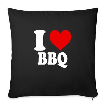 I Love BBQ Heart Funny Witty - Sofa pillowcase 17,3'' x 17,3'' (45 x 45 cm) - black - Front