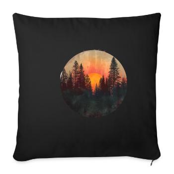 coucher de soleil forêt silhouette extérieur rétro des années 80 vibe 3 - Housse de coussin décorative 45 x 45 cm - noir - Devant