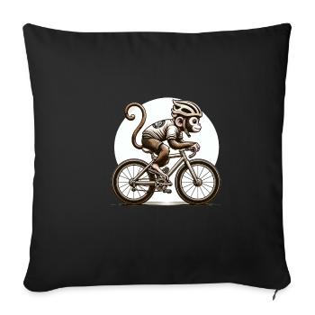 Singe cycliste mignon - Housse de coussin décorative 45 x 45 cm - noir - Devant