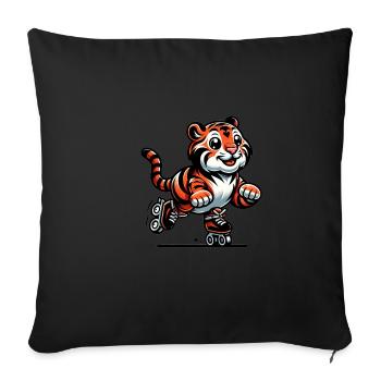 Mignon patineur en ligne Tiger - Housse de coussin décorative 45 x 45 cm - noir - Devant