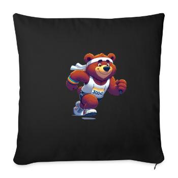 Ours marathonien mignon - Housse de coussin décorative 45 x 45 cm - noir - Devant